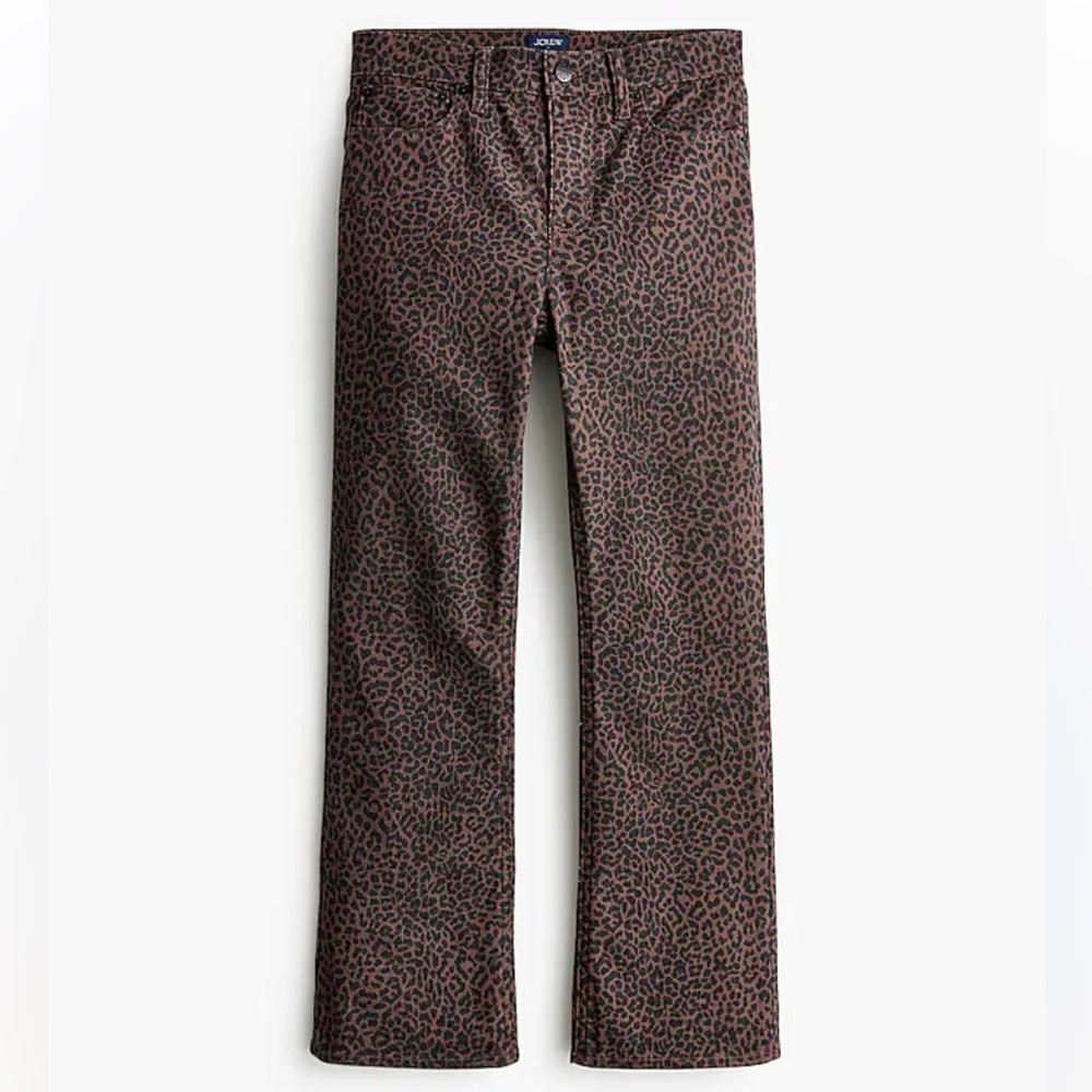 J. Crew Brown Leopard Print Flare Crop Pants